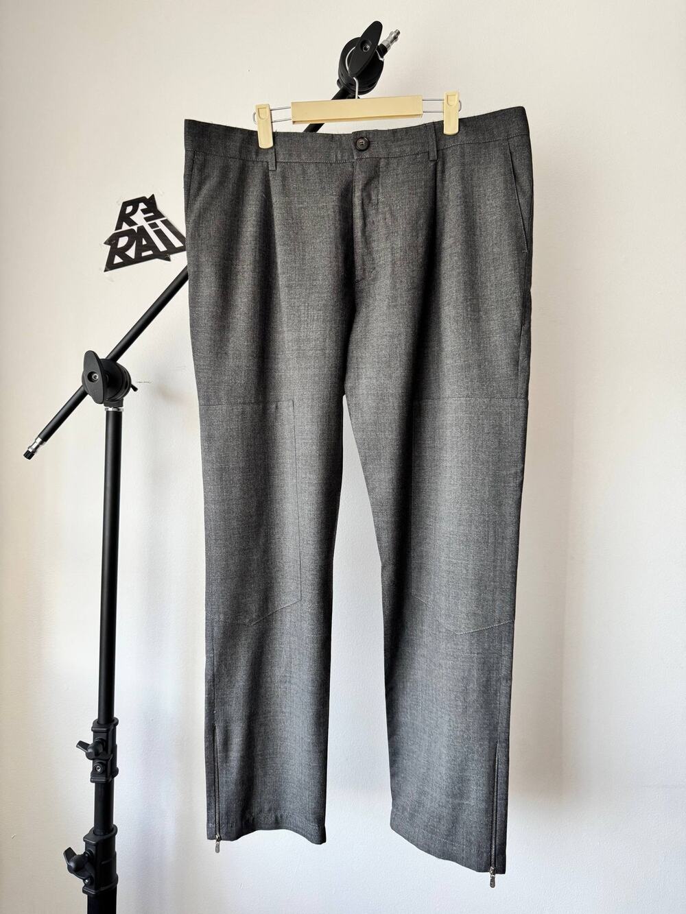Brunello Cucinelli Grey Wool Ankle Zip Trousers